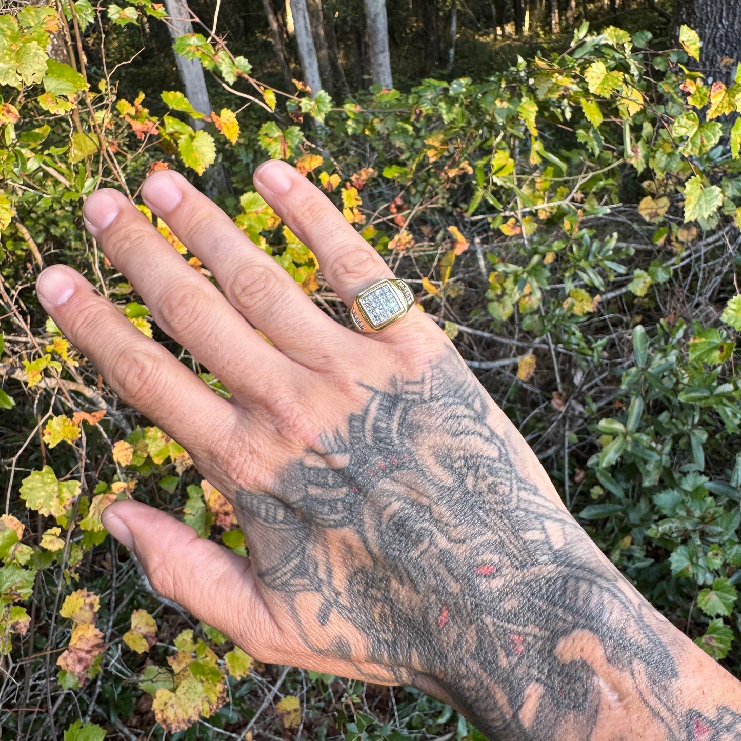 Vintage Solid 18k Yellow Gold 2.5ctw Invisible Set Natural Diamond Signet Ring (6.75)