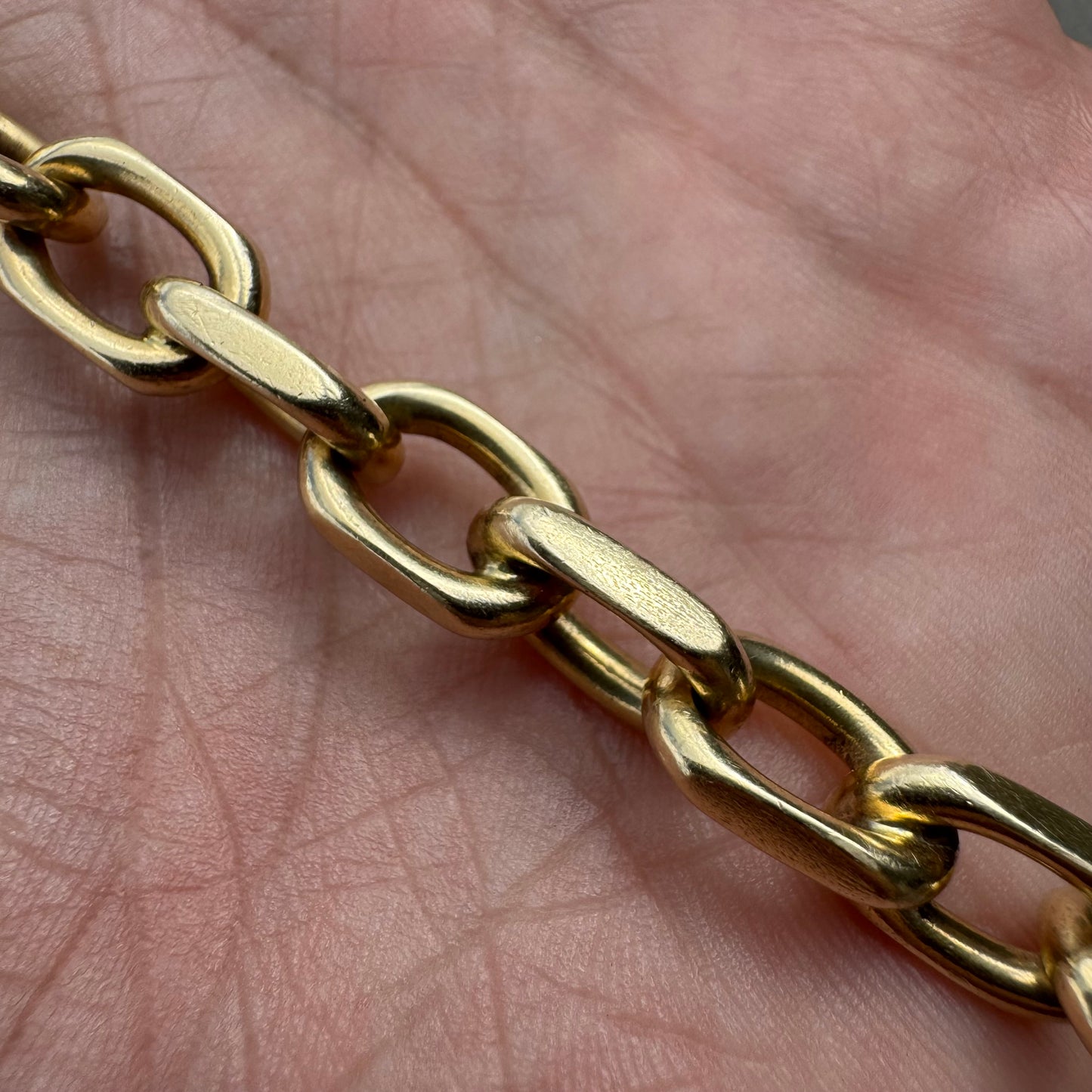 Vintage Solid 14k Yellow Gold Heavyweight “Biker Chain” Anchor Link Bracelet (9.5”)