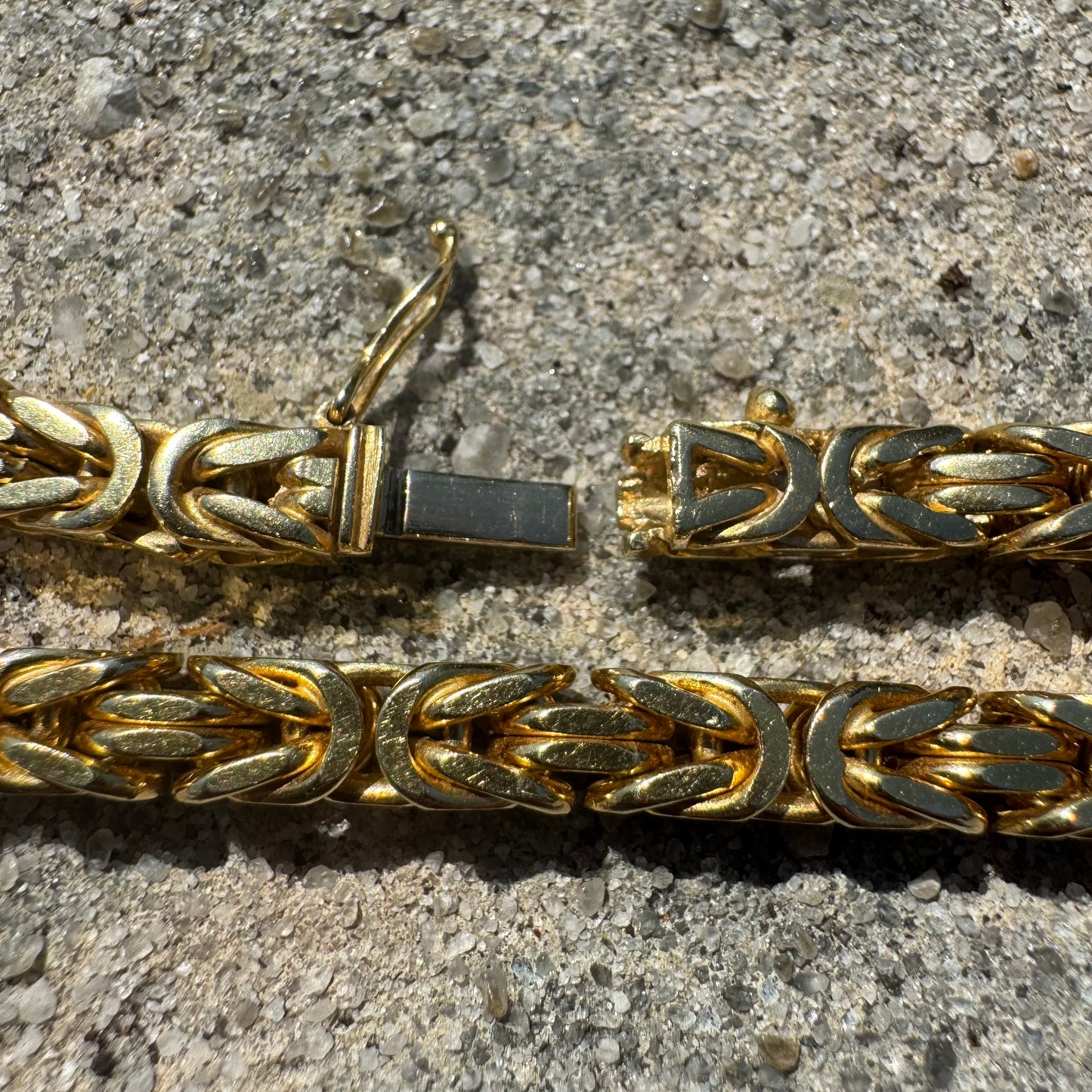 Vintage Solid 14k Yellow Gold Heavyweight Byzantine Link Necklace (20.5”)