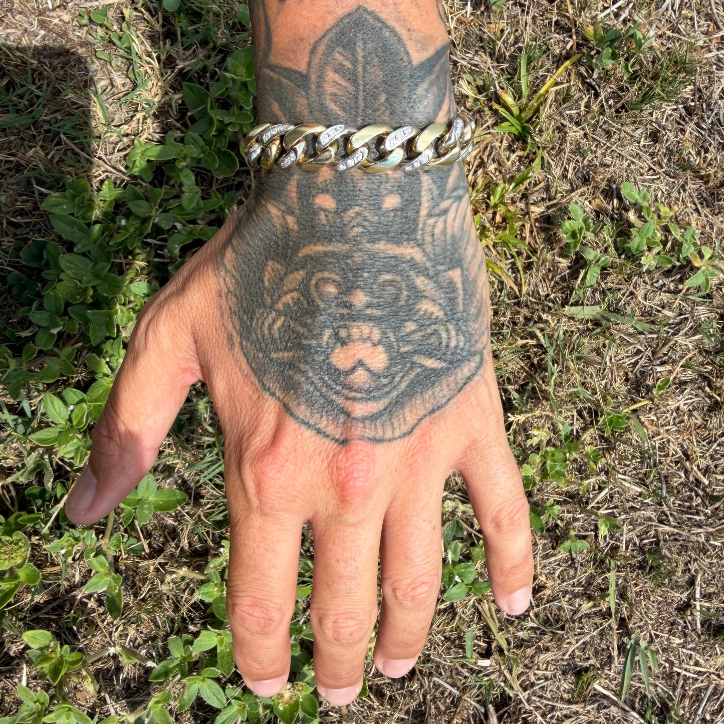 Vintage Solid 14k Two-Tone Yellow & White Gold Super Heavyweight 2.0ctw Natural Diamond Encrusted Cuban Link Bracelet (8”)