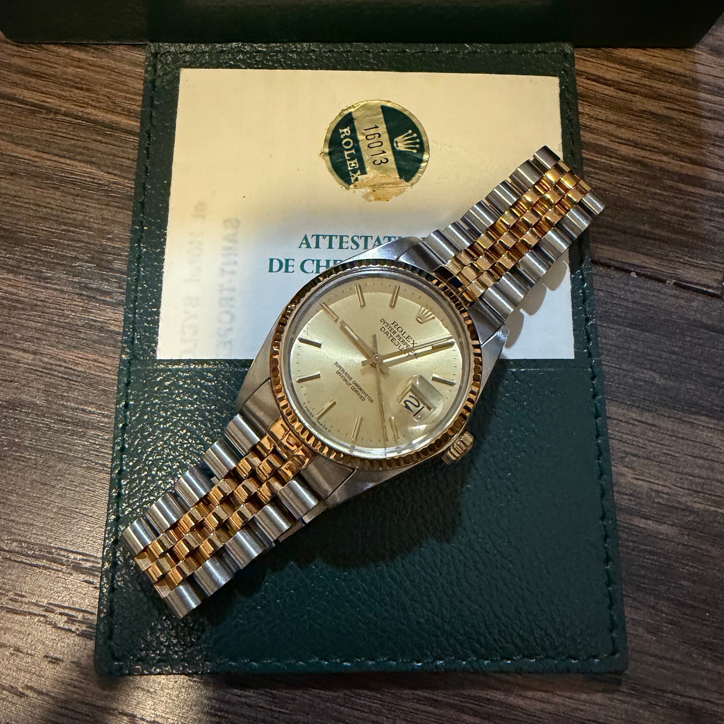Vintage Solid 14k Yellow Gold 3.5Ctw Natural Diamond Classic Line Style Tennis Bracelet And Rolex Datejust 16013