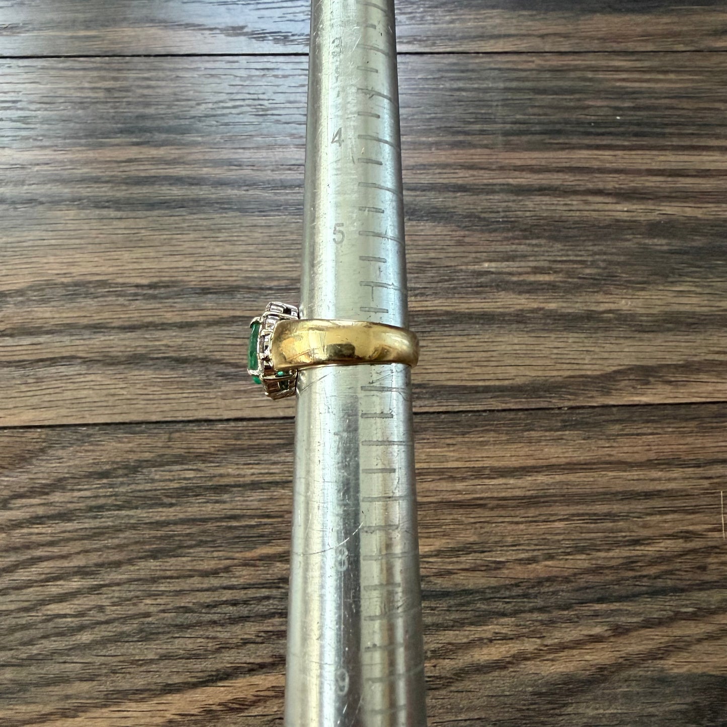 Vintage Solid 18k Yellow Gold 4.0ctw Natural Emerald Solitaire VS Diamond Halo Ring (6)