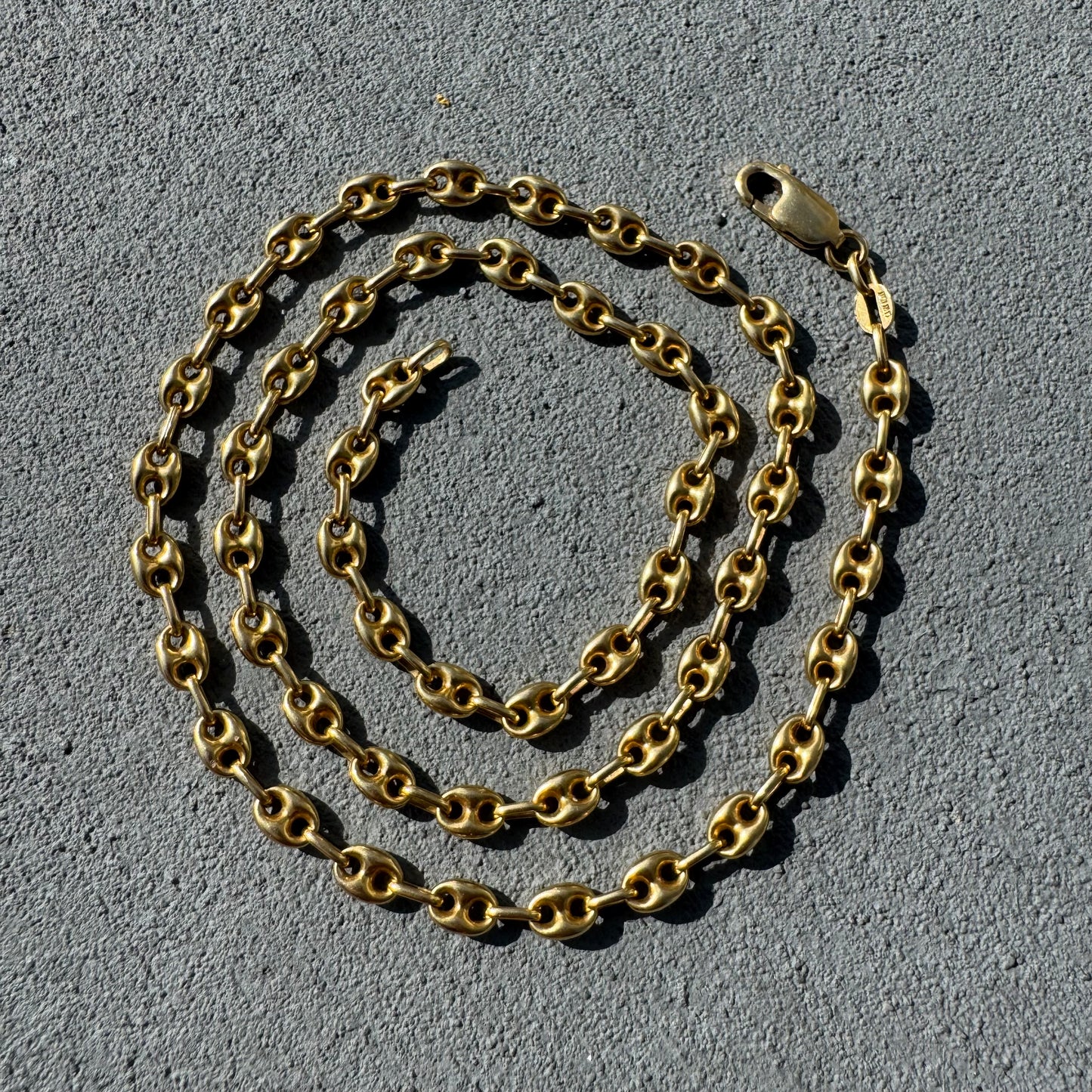 Vintage 14k Vibrant Yellow Gold Italian Puffed Mariner Link Necklace (20.75”)