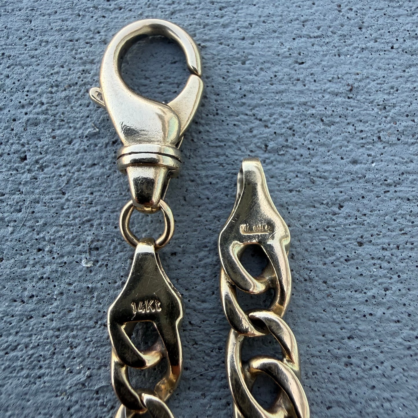 Vintage Solid 14k Italian Yellow Gold Tigers Eye Link Bracelet (7”)