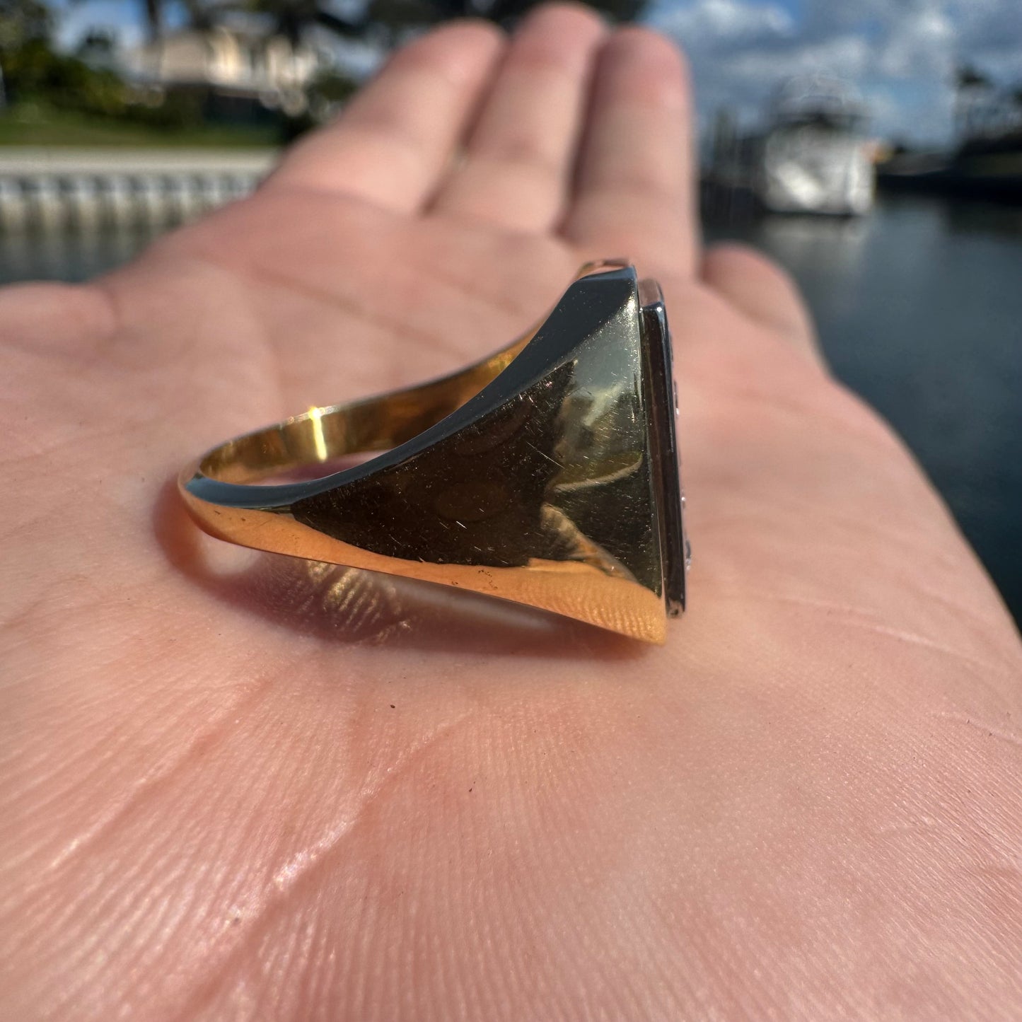 Vintage Solid 18k Gold 1.0ctw Natural VS Diamond Signet Ring (9.75)