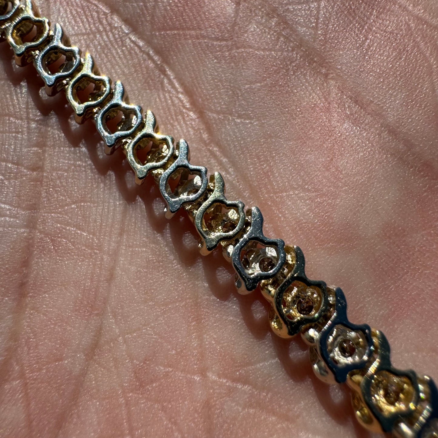 Vintage 14k Two-Tone 2.0CTW Natural Diamond S-Link Tennis Bracelet (7”)