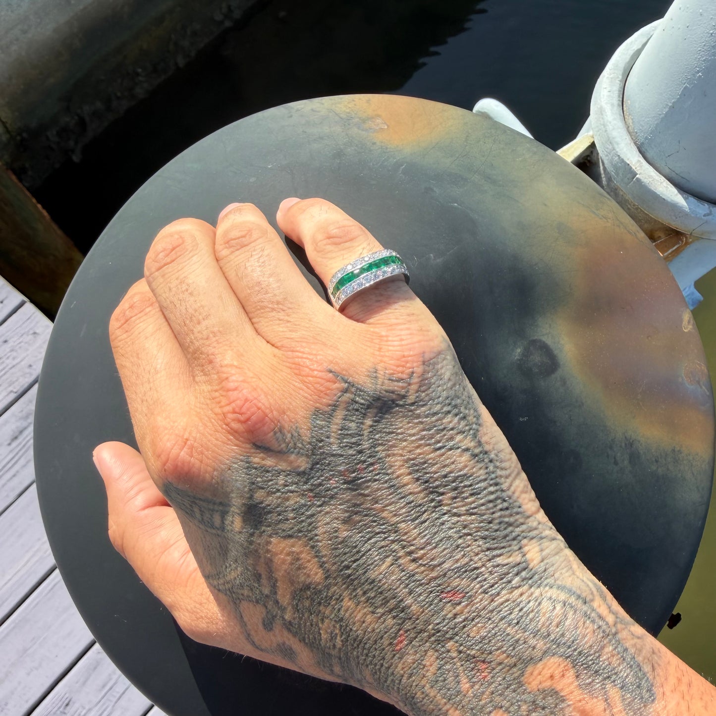 1980’s New Old Stock Solid Platinum 2.5ctw Natural Colombian Emerald and VS Diamond Ring (7.75)