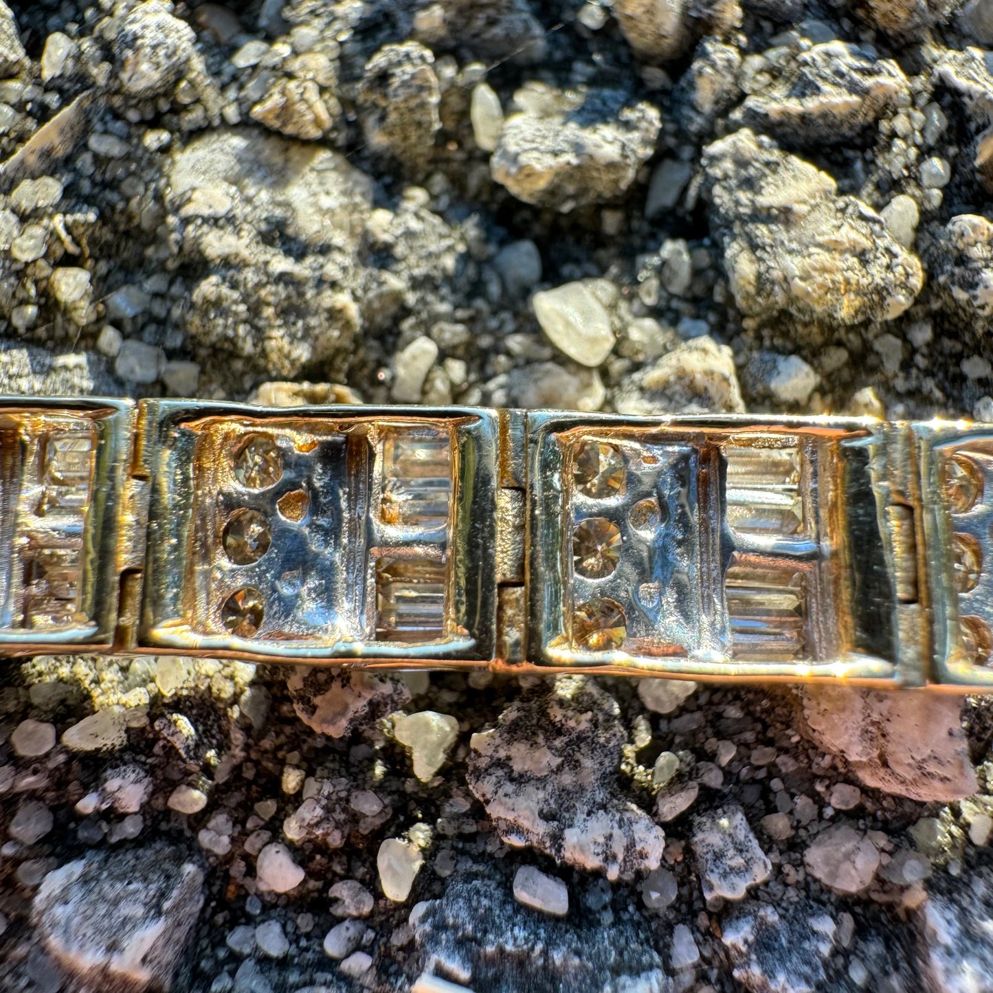 Vintage 5.0CTW Natural Diamond Custom Made 14k Yellow Gold Bracelet (6.75”)