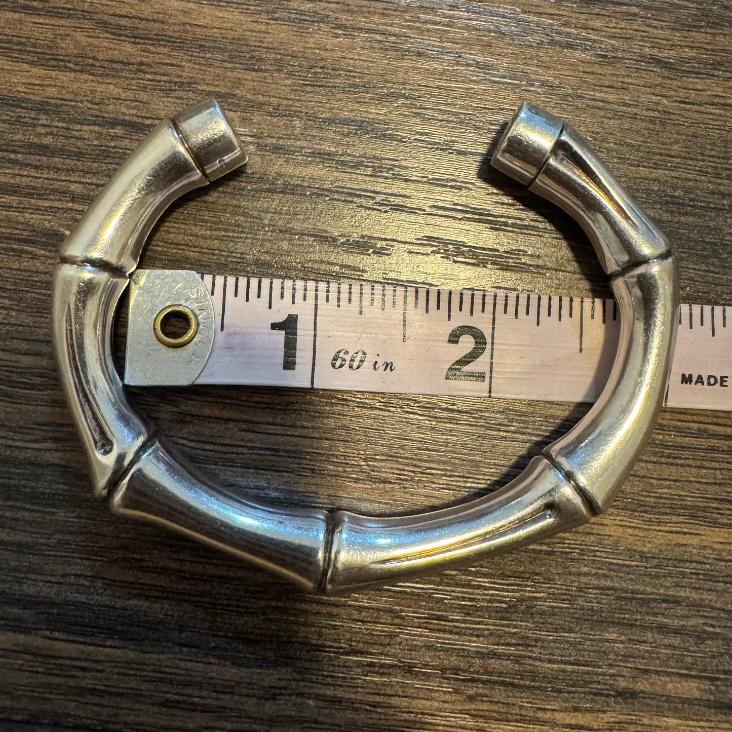 Gucci Sterling/.925 Chunky Bamboo Cuff Bracelet (Size:19/7.5”)