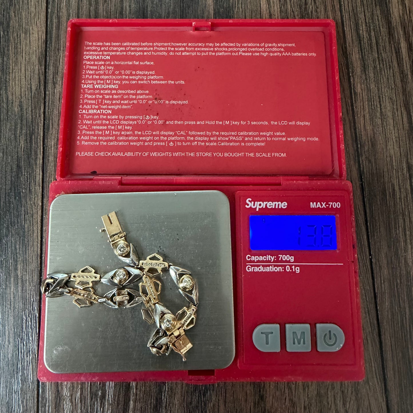 Vintage Solid 14k Yellow Gold .950 Platinum 1.25ctw Natural Diamond Harley-Davidson Bracelet (7”)