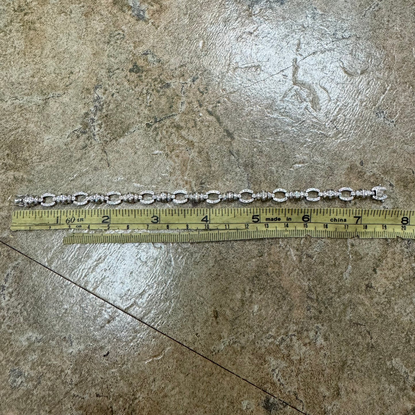 Vintage Solid 18k White Gold Handset 2.53CTW Natural Diamond Flooded Bracelet (7.35”)