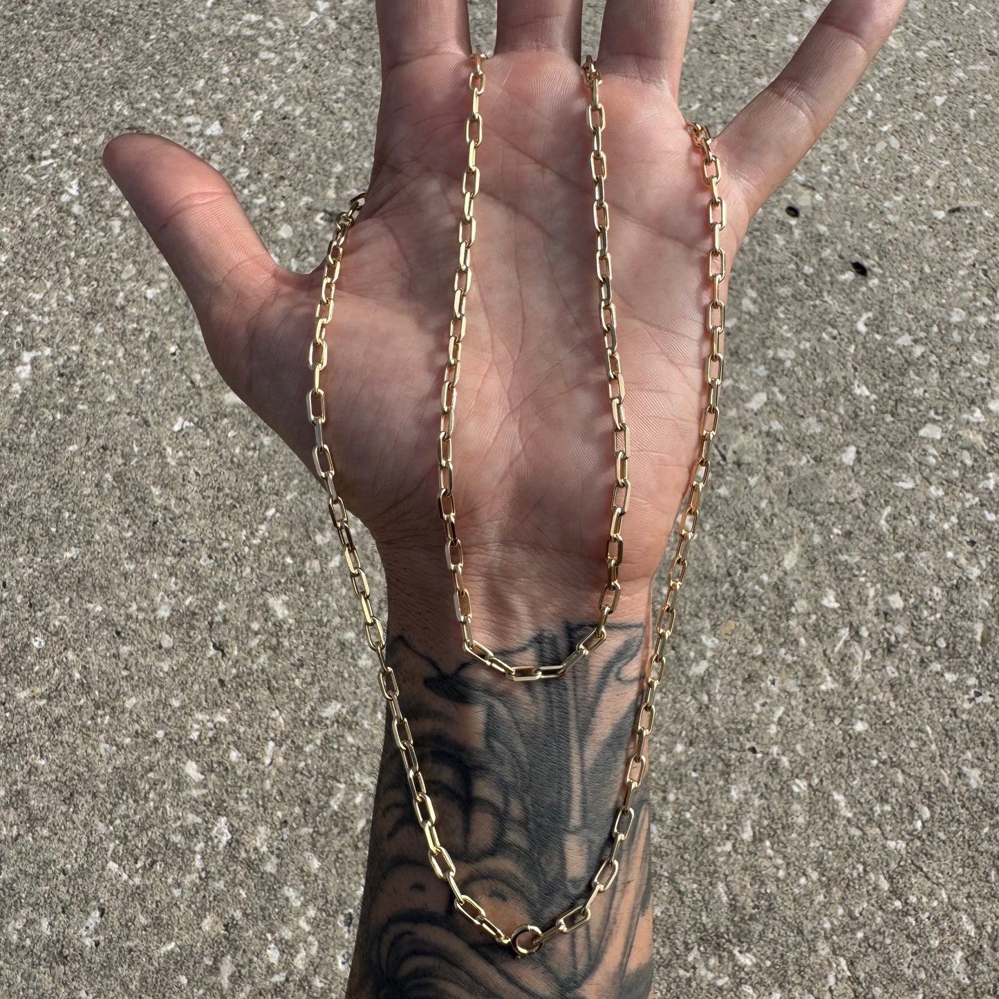 Vintage Solid 14k Yellow Gold Knife Edged “Biker Chain” Anchor Link Necklace (30”)