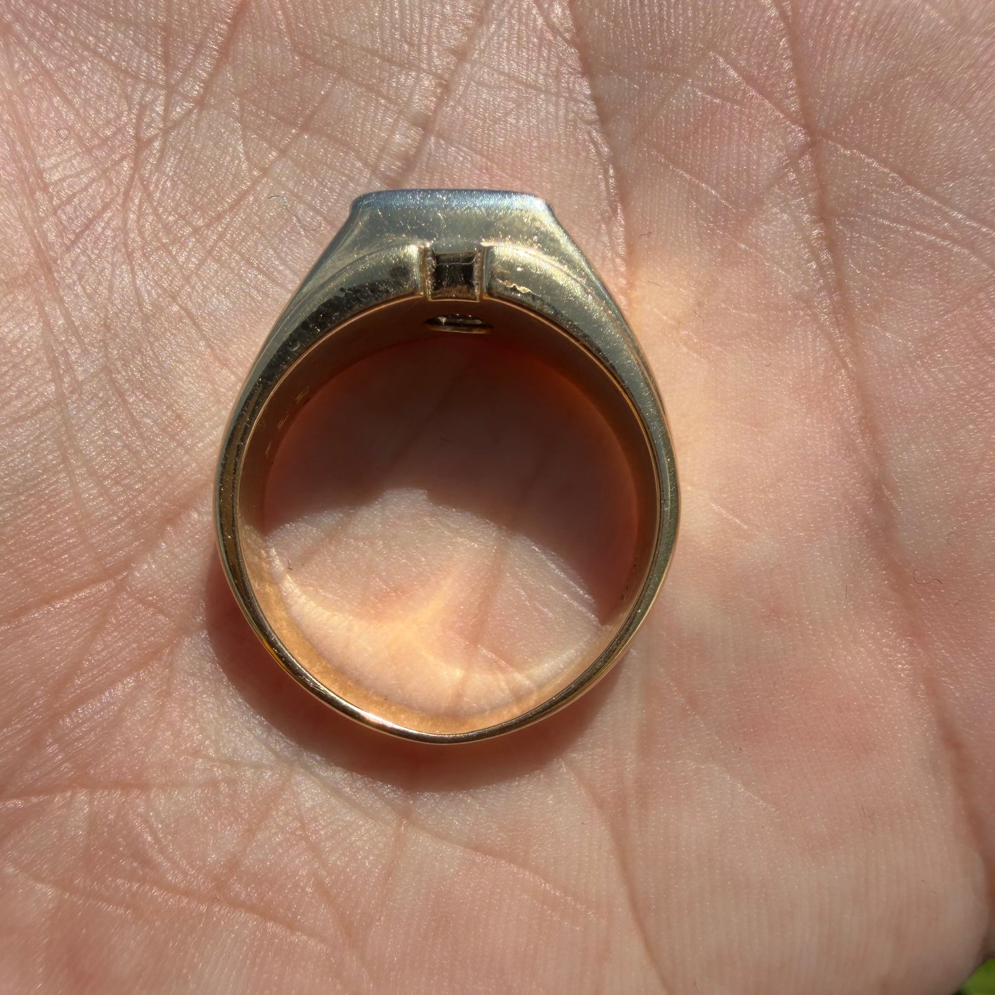 Art Deco Solid 14k Yellow Gold .60ct Old Euro Cut Natural Diamond Solitaire Gents Ring (10.5)