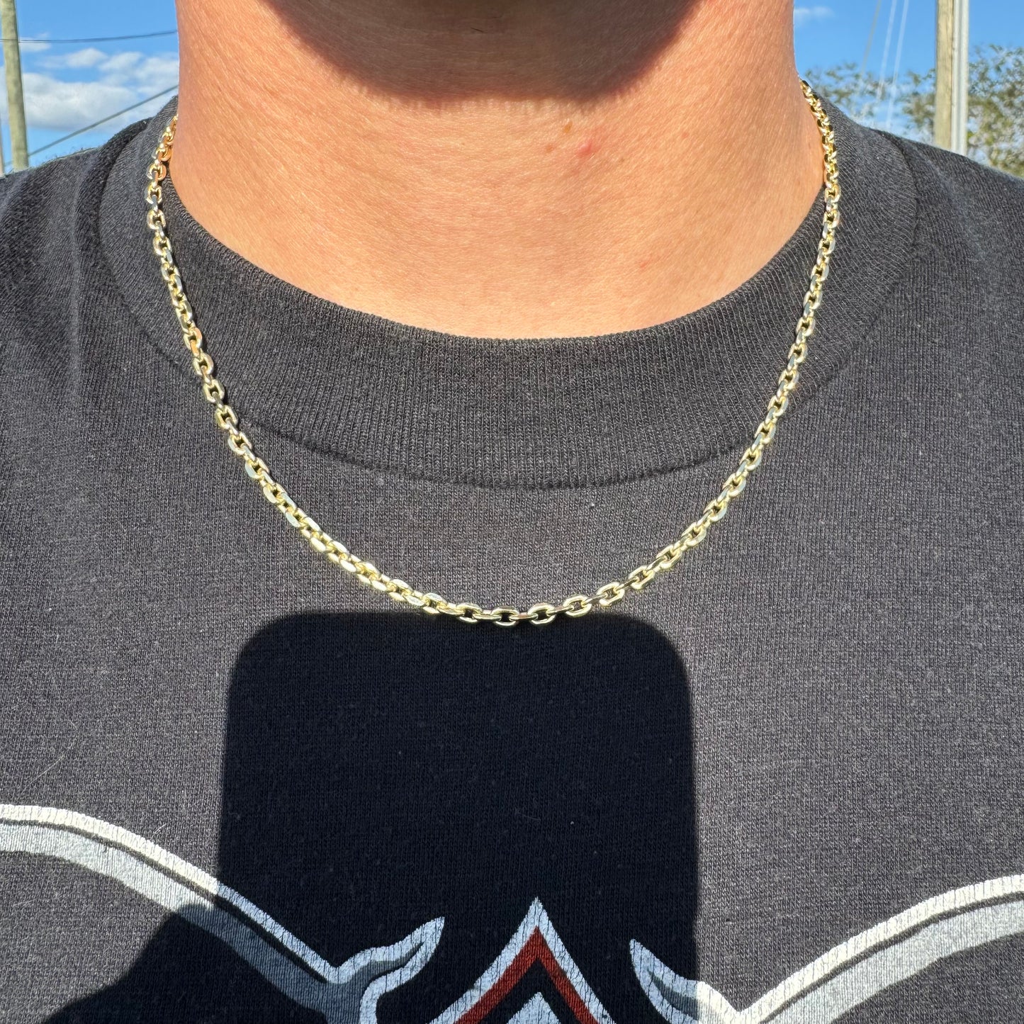 Brand New Solid 14k Yellow Gold Knife Edged “Biker Chain” Anchor Link Necklace (18”)