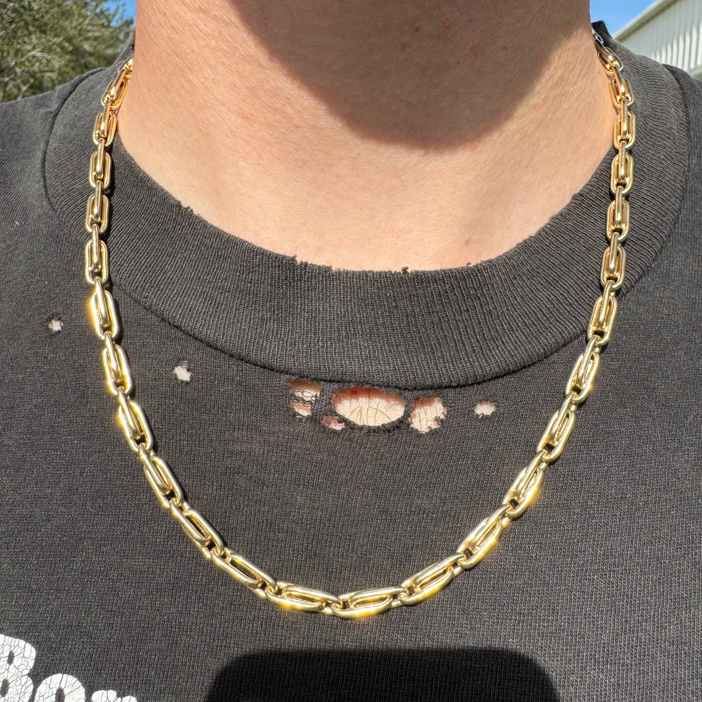 Vintage 14k Yellow Italian Gold Interlocking Double Chain Link Necklace (21”)