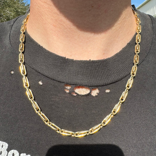 Vintage 14k Yellow Italian Gold Interlocking Double Chain Link Necklace (21”)
