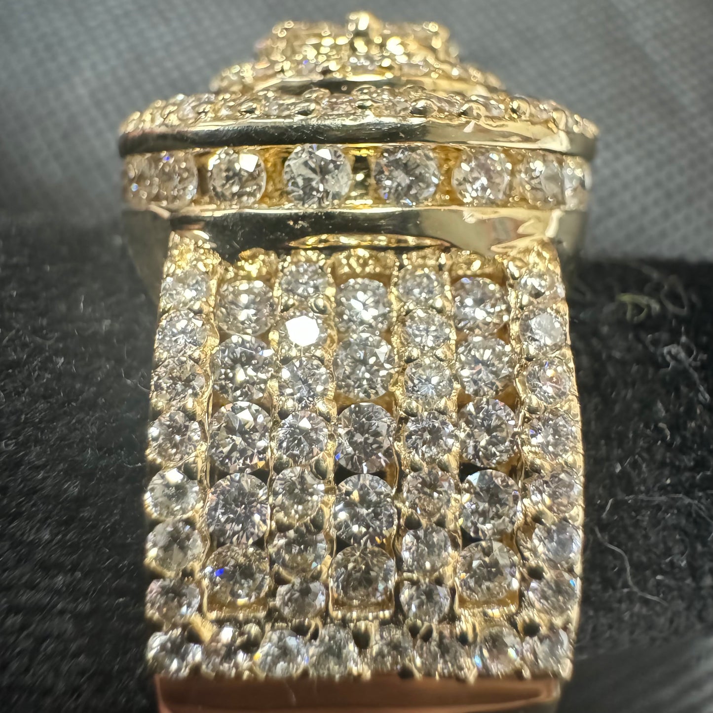 Custom 5.25ctw Natural VS Diamond Cluster 14k Yellow Gold Championship Ring (10.5)