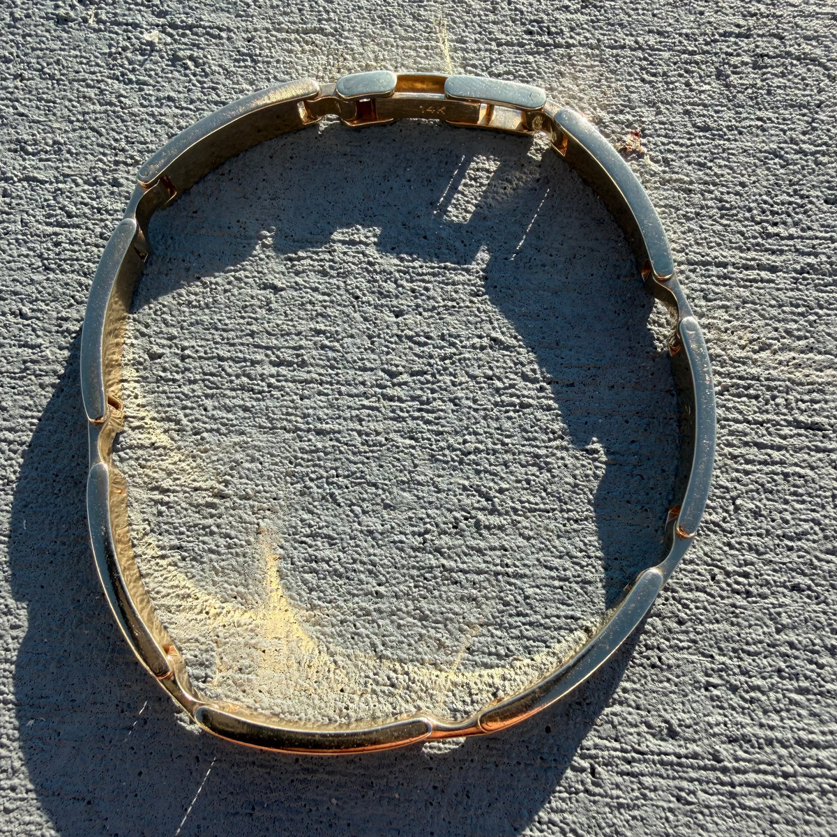 Vintage Solid 14k Yellow Gold Inlaid Gold-bearing Quartz Bracelet (7.75”-8”)