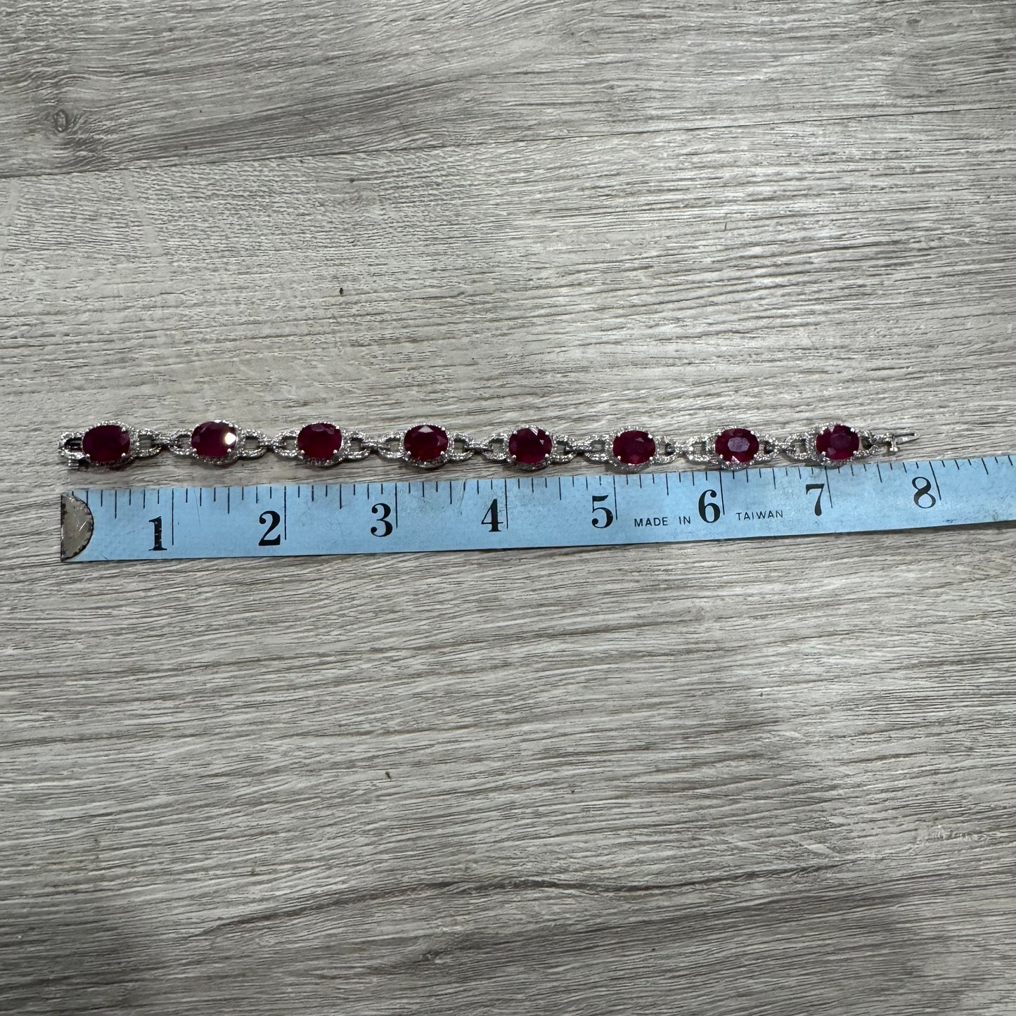 14k White Gold 20ctw Natural Ruby 2.5ctw Natural Diamond Bracelet (7.5”)