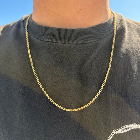Brand New Solid 14k Yellow Gold “Biker Chain” Anchor Link Necklace (22”)