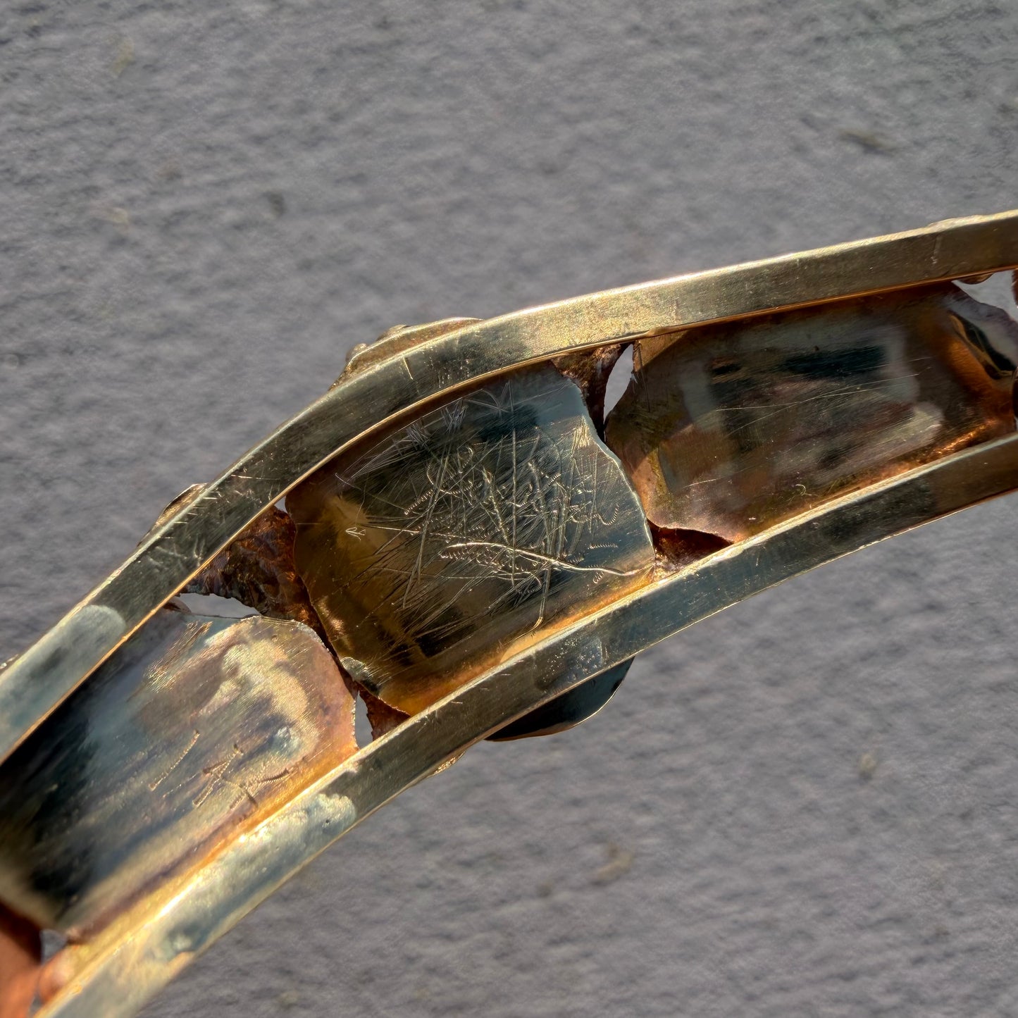 Vintage Solid 14k Yellow Gold Navajo Artist Signed Justin Morris Kingman Turquoise Cuff (6”-7”)