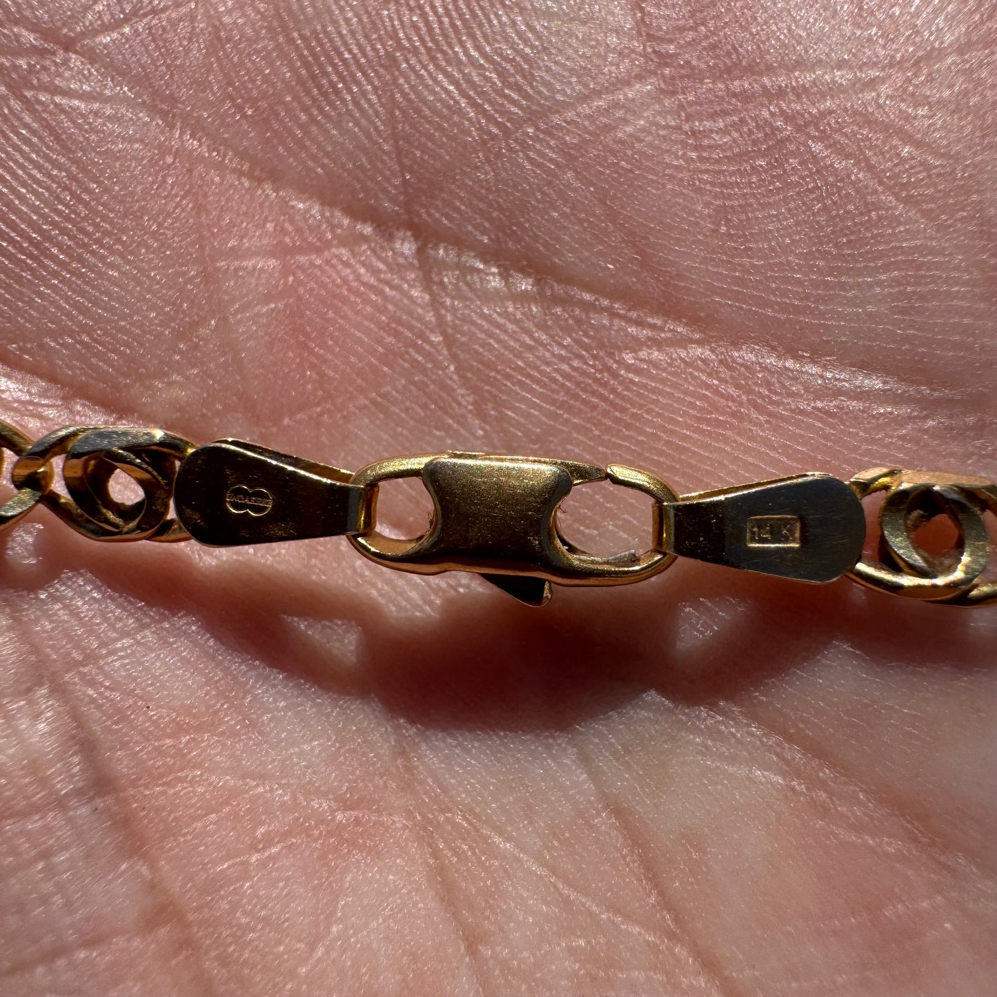 Vintage UnoAerre Solid 14k Yellow Gold Tigers Eye “Chanel Link” Necklace (24.5”)