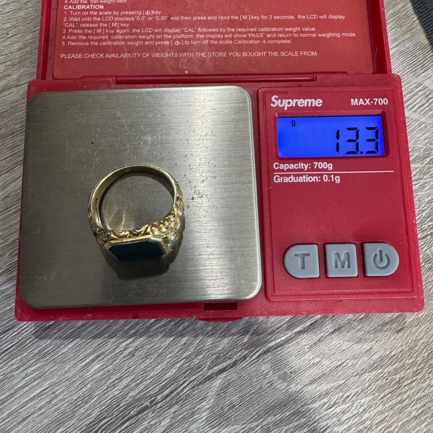 Antique Art Nouveau Solid 18k Yellow Gold Bloodstone Signet Ring (10)