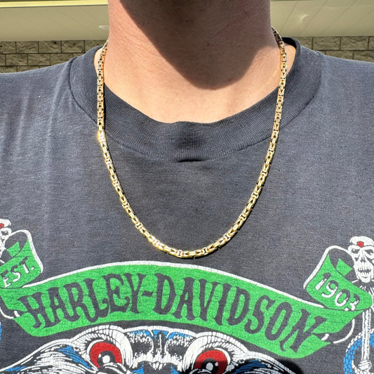 1990’s Solid 14k Italian Yellow Gold Heavyweight Byzantine Link Necklace (21.5”)