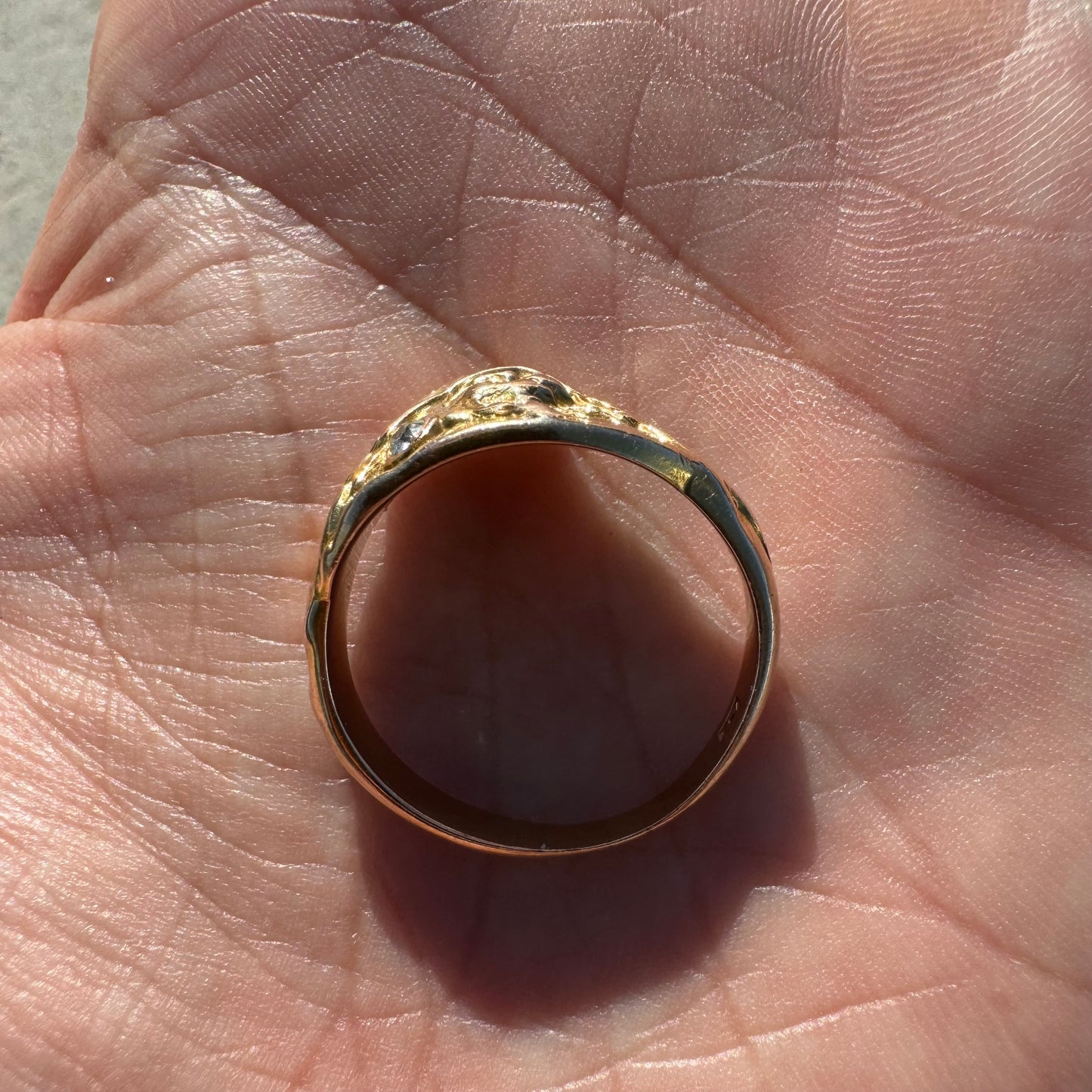 Early 1900’s Art Nouveau Solid 12k Yellow Gold Old Euro Cut Diamond Pirate Figural Ring (11)