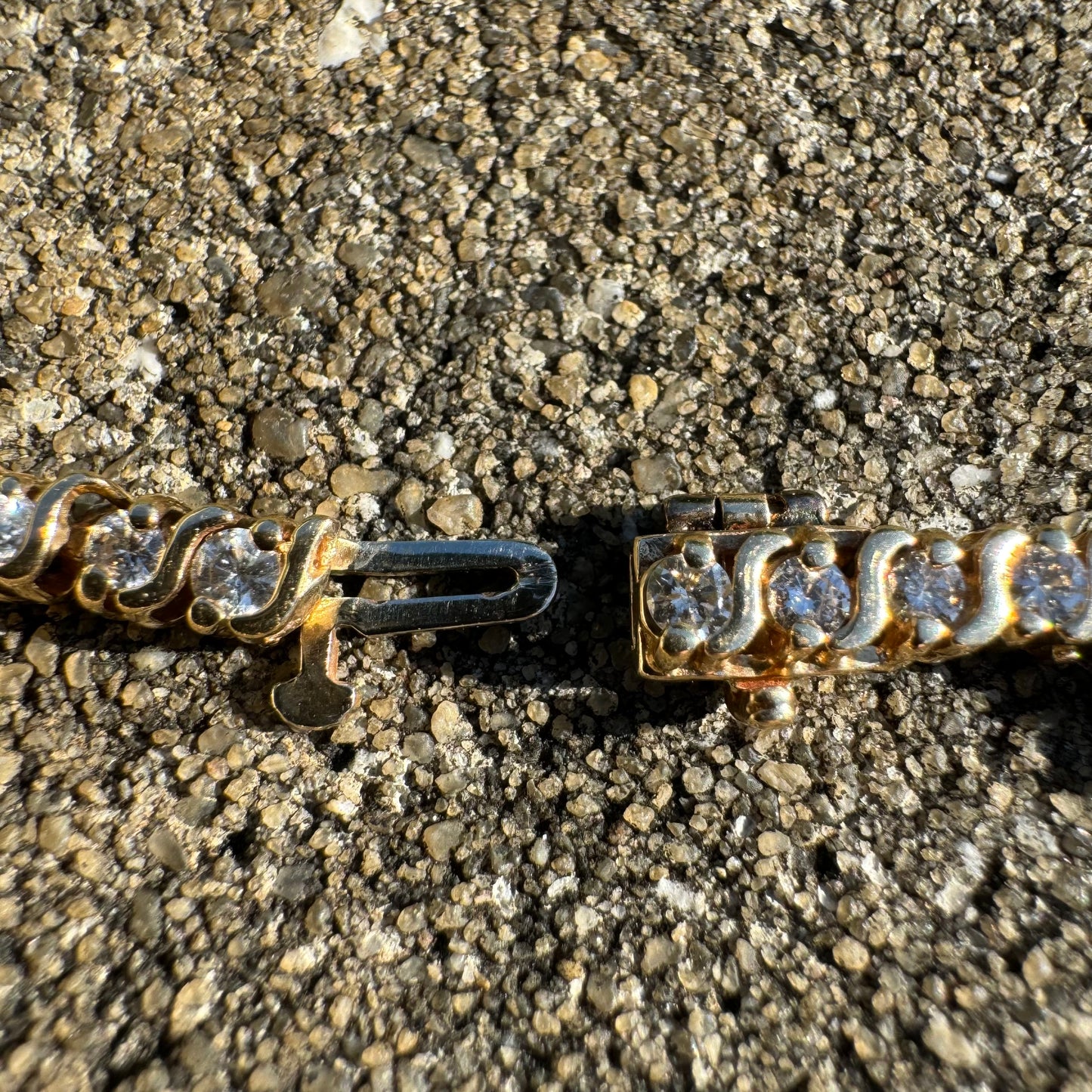Vintage 14k Yellow Gold 2.25CTW Natural Diamond S-Link Tennis Bracelet (7.4”)