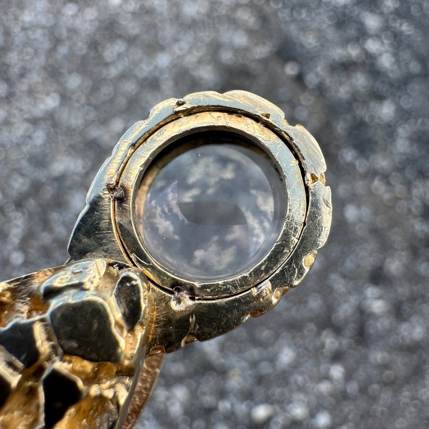 Vintage Solid 14k Yellow Gold Nugget Jewelers Loupe
