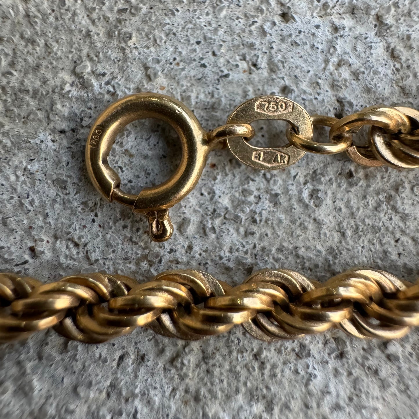 Mid-Century UnoAErre 18k Italian Yellow Gold Chunky Rope Chain Necklace (24”)