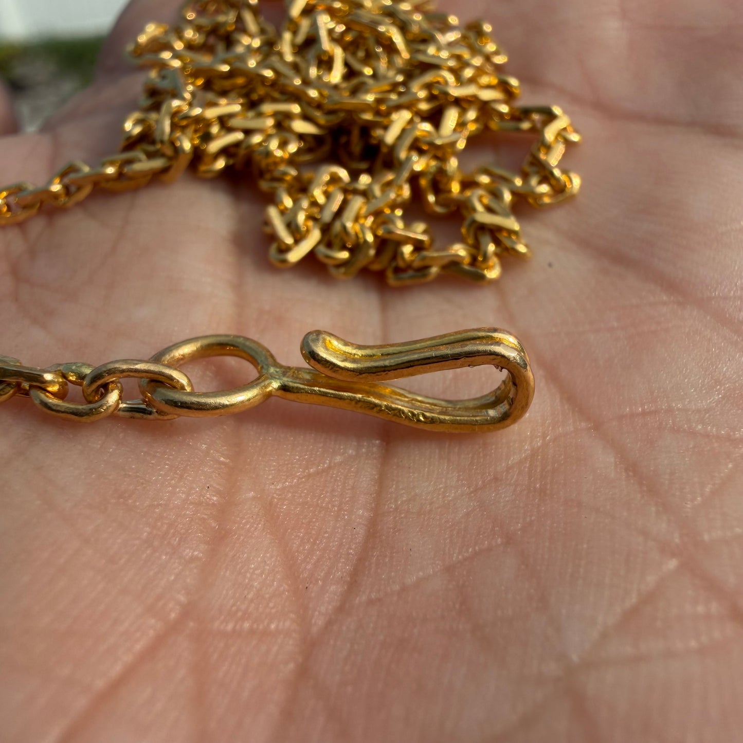 Vintage Solid 22k Yellow Gold Anchor Link Baht Chain Necklace (25.5”)