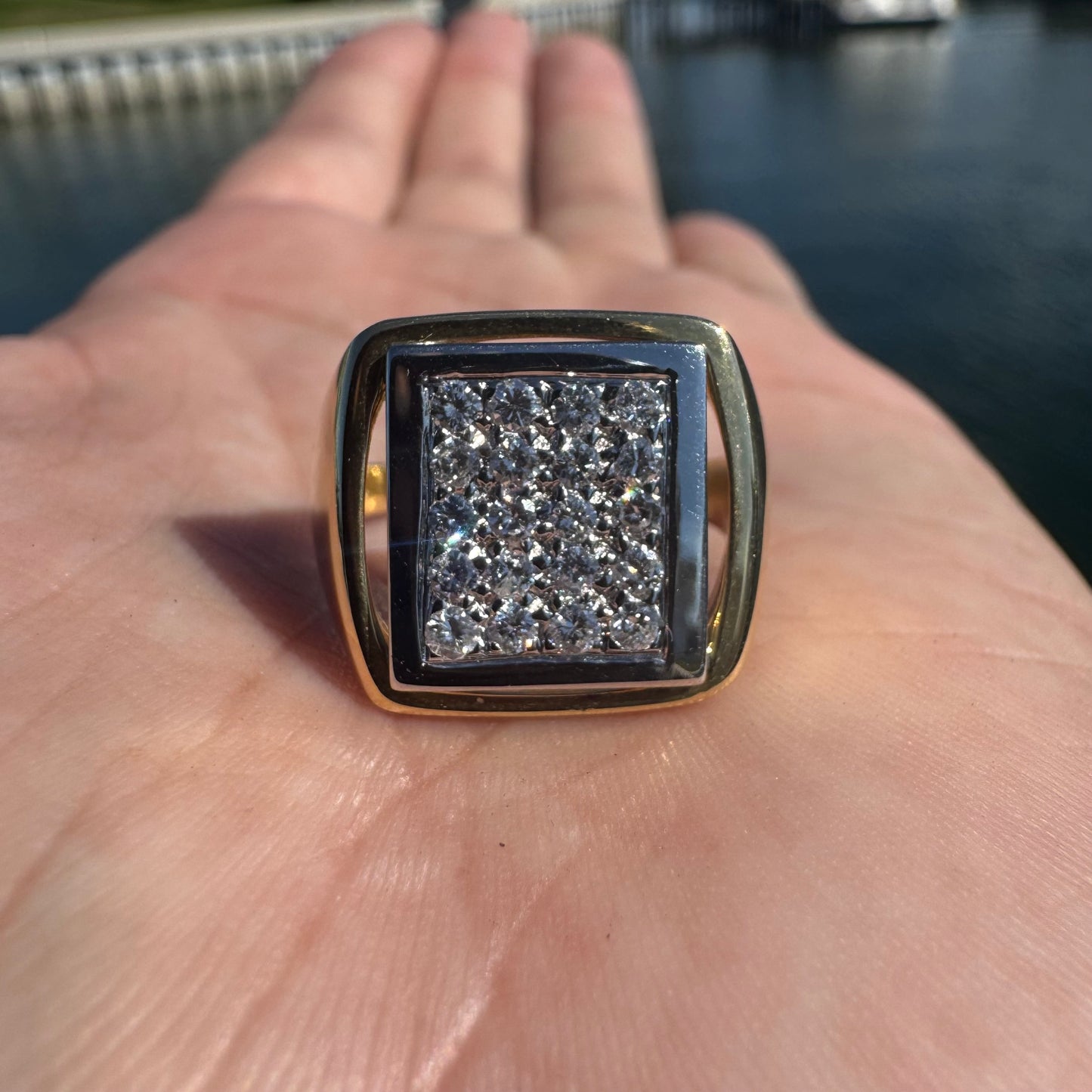 Vintage Solid 18k Gold 1.0ctw Natural VS Diamond Signet Ring (9.75)