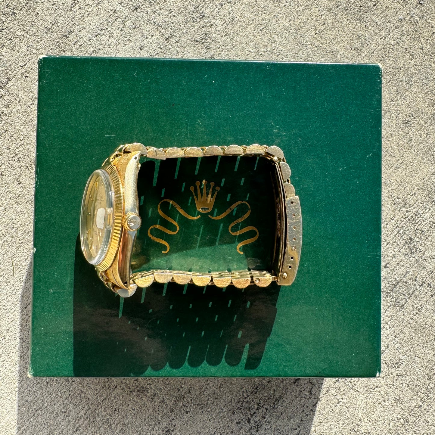 1966 Rolex Oyster Perpetual Date Ref. 1503 Florentine Finish 14k Gold (7.5”/34mm)