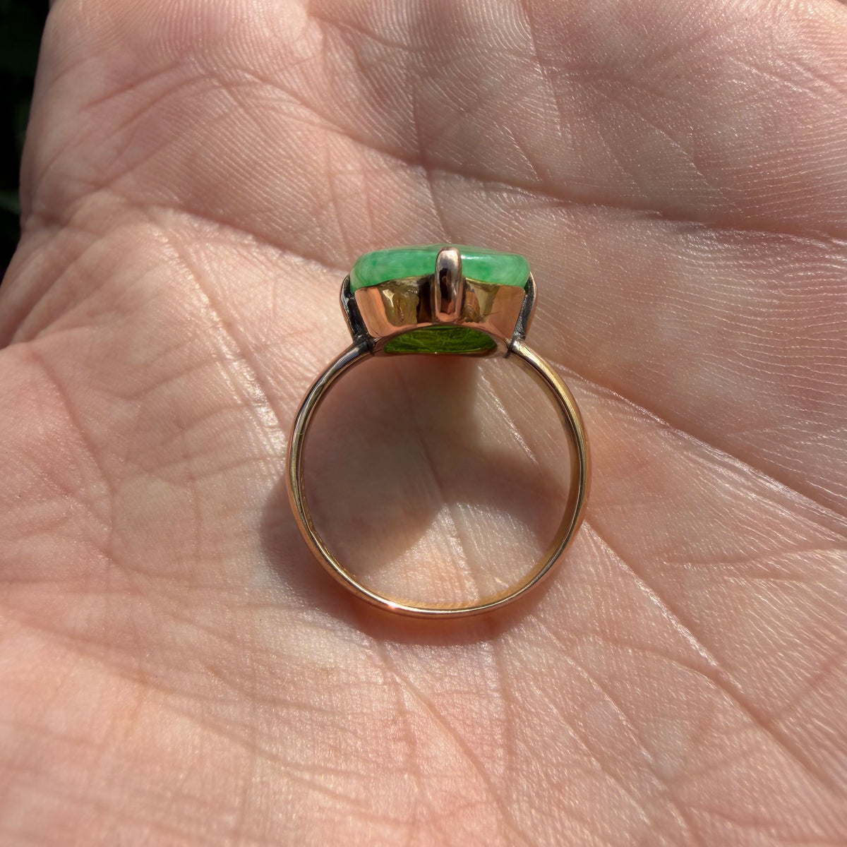 Antique Chinese Traditional 18k Gold 5.0ct Green Apple Jadeite Ring (6)