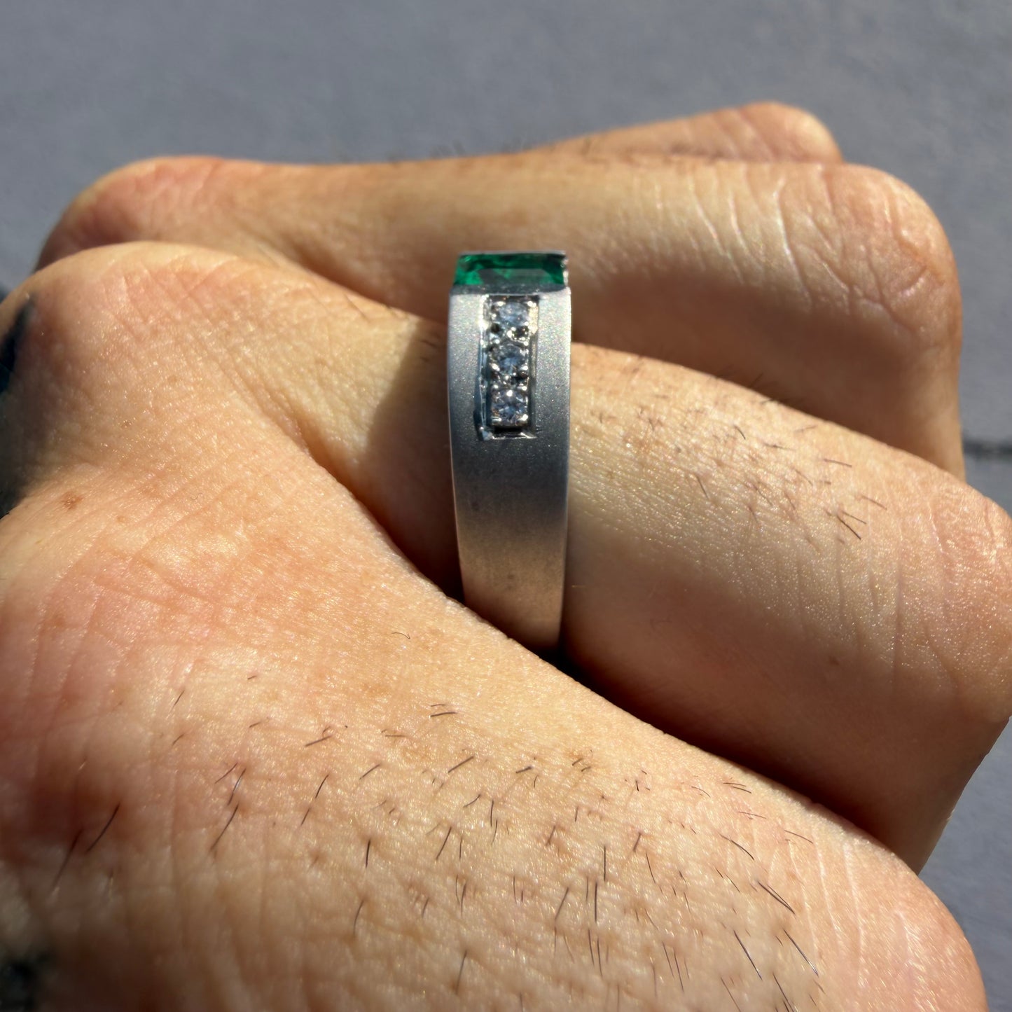 1980’s New Old Stock Solid 18k White Gold 1.25ctw Natural Columbian Emerald and VS Diamond Ring (8)