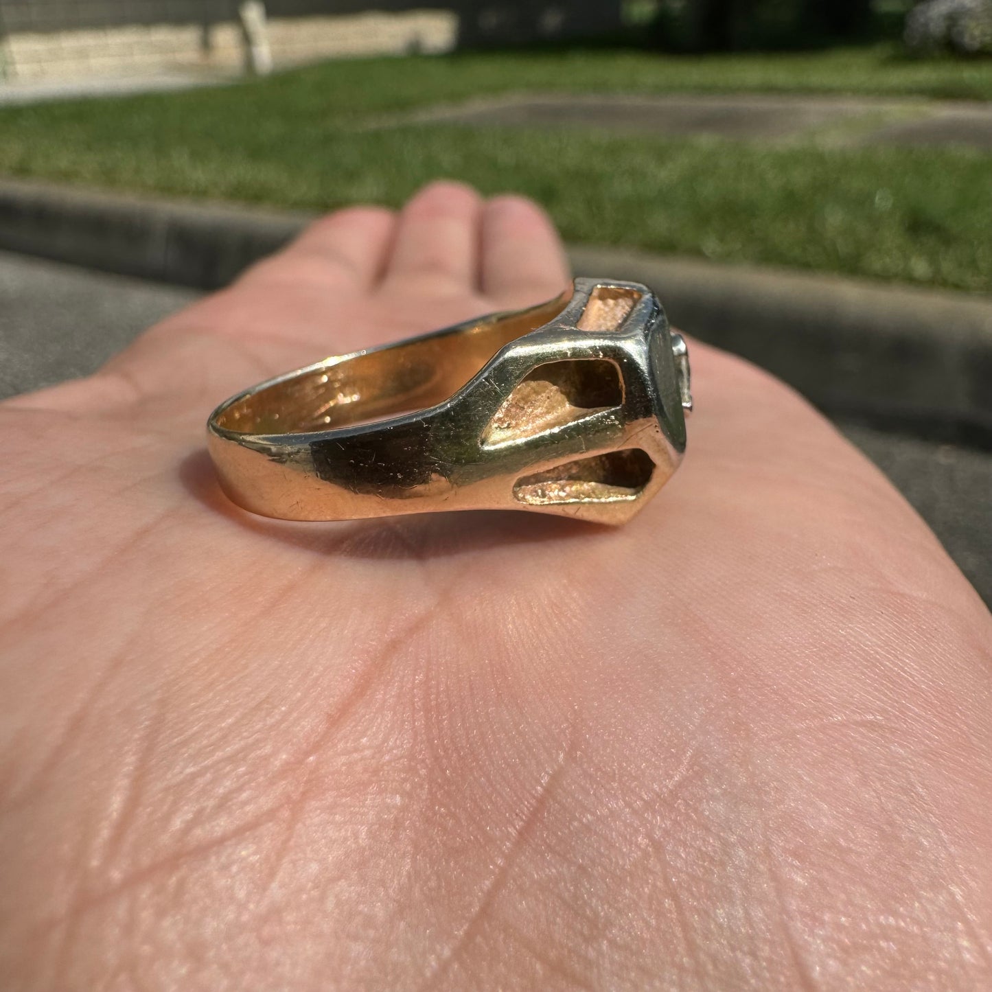 1960’s Avant-Garde 14k Gold .50ct Natural Diamond Modernist Ring (10)