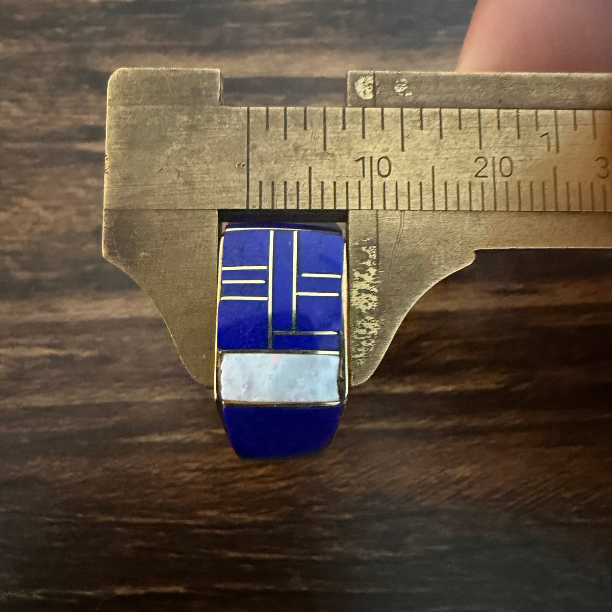 Vintage Solid 14k Yellow Gold Native Southwestern Artist Signed “Gay” Opal And Lapis Inlaid Signet Ring (10.5)