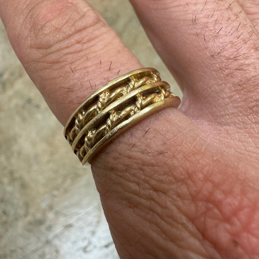 Vintage Solid 14k Yellow Gold Barbed Wire Ring (9.5)