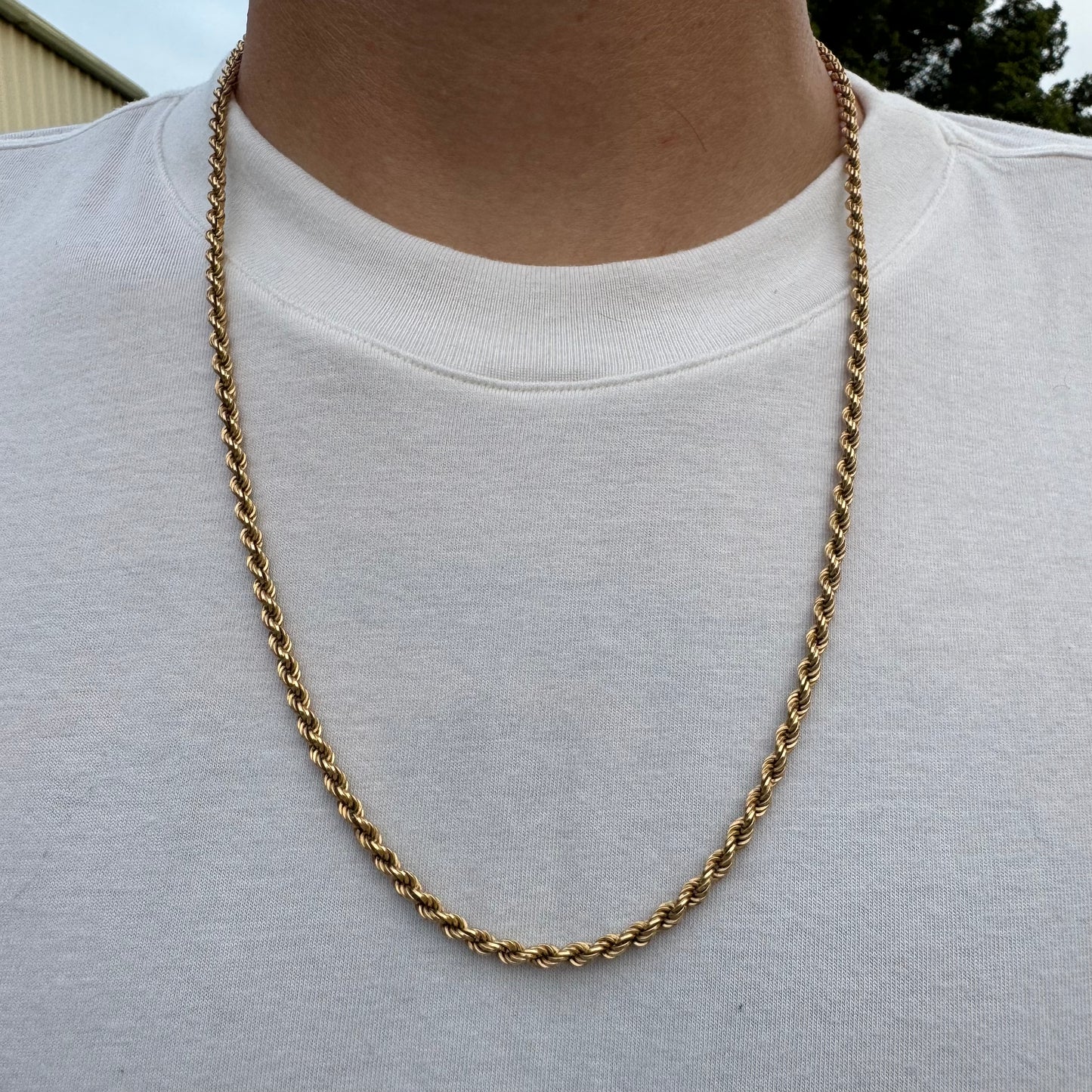Mid-Century UnoAErre 18k Italian Yellow Gold Chunky Rope Chain Necklace (24”)