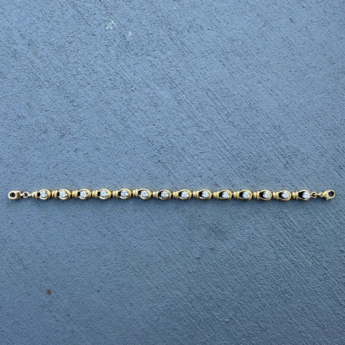 Vintage Solid 18k Yellow Gold 2.0ctw Natural VS Diamond Bracelet (7”)