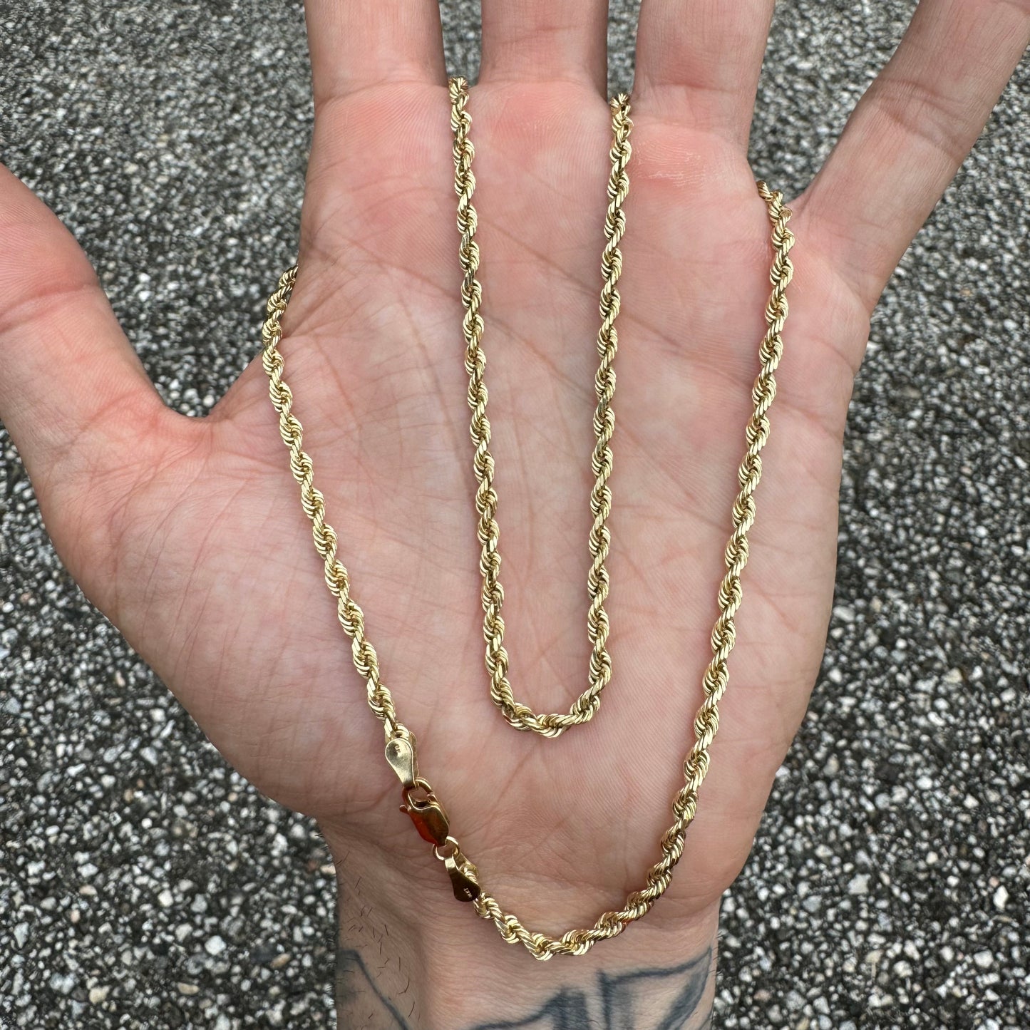 Vintage Solid 14k Yellow Gold Diamondcut Rope Chain Necklace (20”)