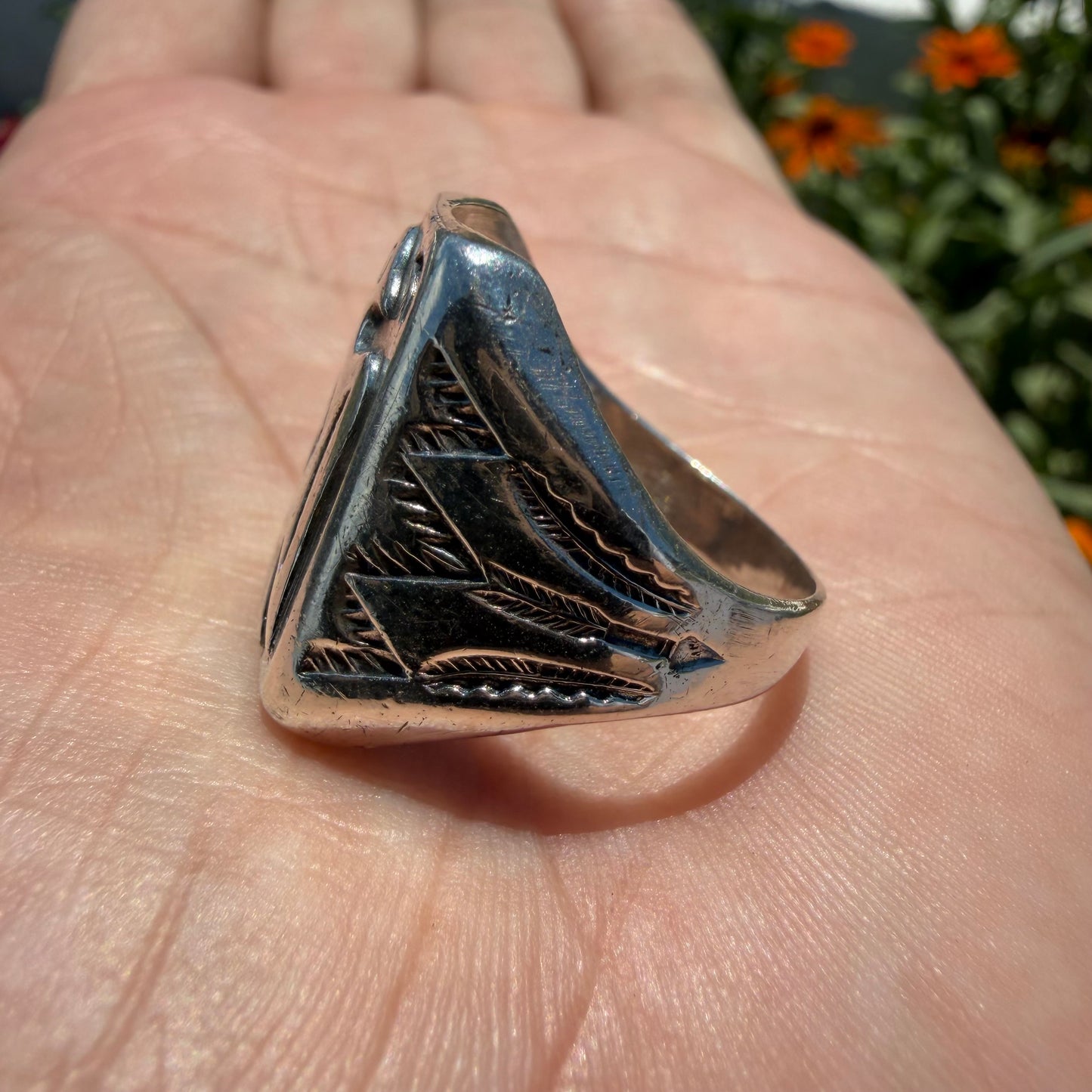 1960’s Bell Trading Post Sterling Silver Thunderbird Signet Ring (10)