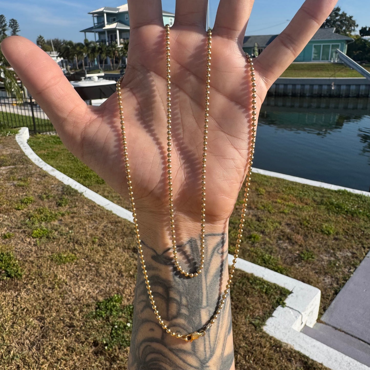 Vintage 14k Yellow Gold Heavyweight Ball Chain Necklace (30”)