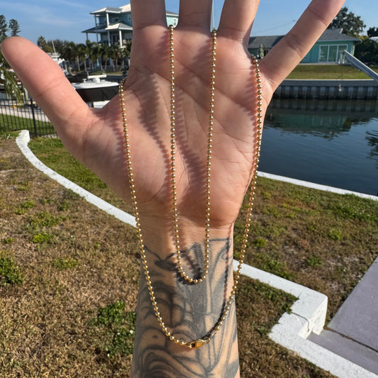 Vintage 14k Yellow Gold Heavyweight Ball Chain Necklace (30”)