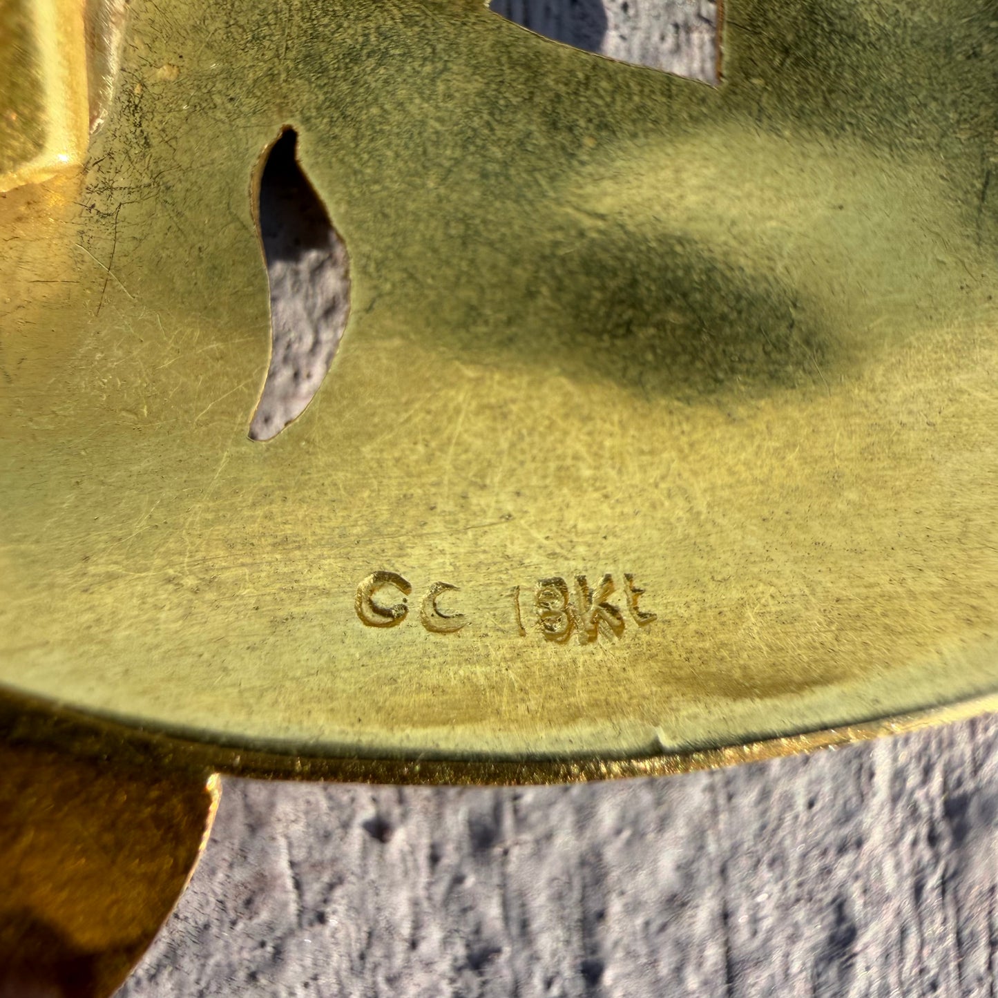 Mid-Century Solid 18k Gold Large Mexican Folkart Diablo Mask Pendant