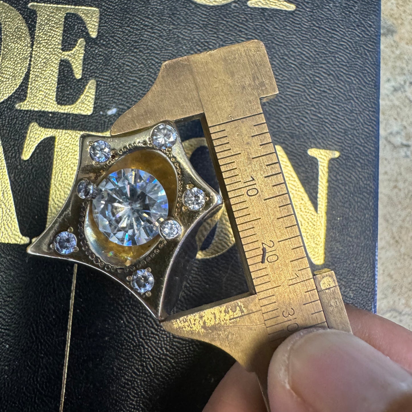 Custom Made Solid 14k Yellow Gold Super Heavyweight 1.25ctw Natural Diamond 6.0ct Moissanite Star Ring (9.5)