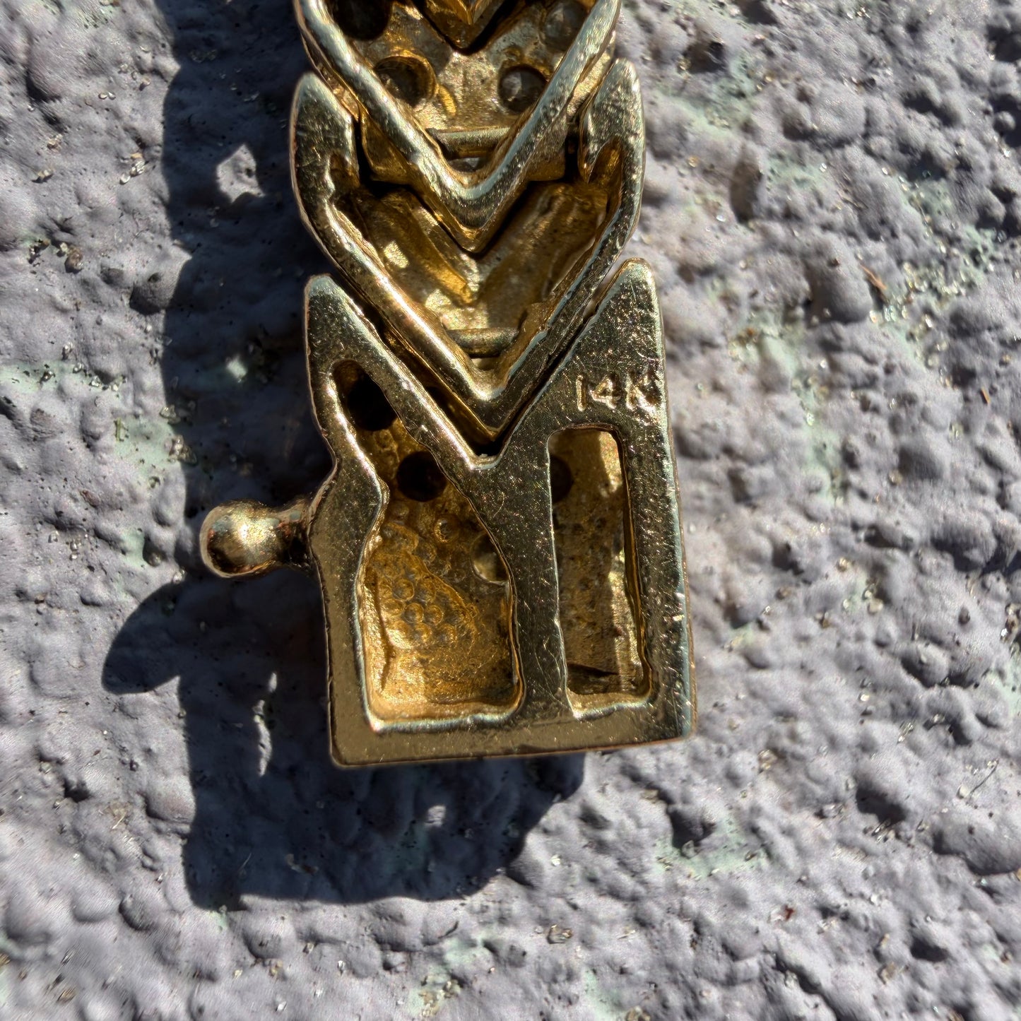Vintage Solid 14k Yellow Gold 4.0ctw Natural Diamond Encrusted Chevron Link Bracelet (7.25”)