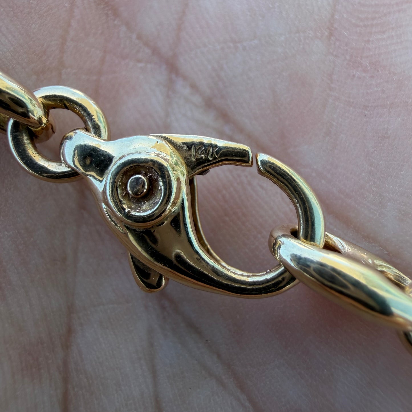 Vintage Solid 14k Yellow Gold Heavyweight Chaine D’ Ancre Puffed Mariner Link Necklace (20.75”)